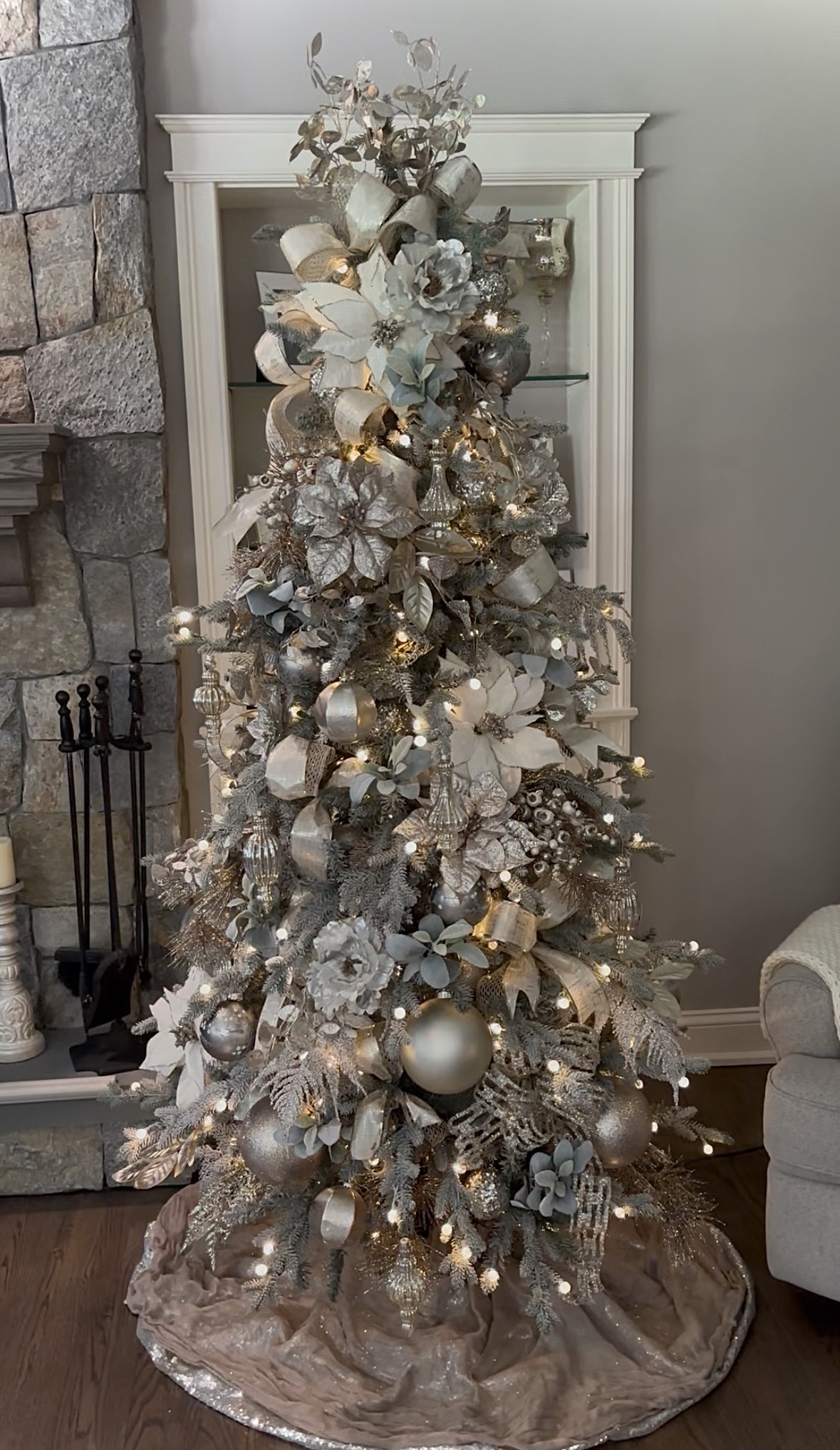 Elegant holiday-decorated home interior