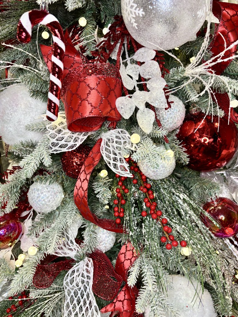 Elegant burgundy and gold Christmas decor